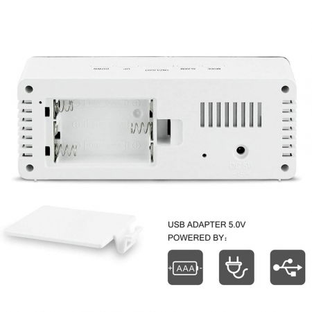 Mini ceas desteptator LED cu termometru si oglinda, dreptunghiular [6]