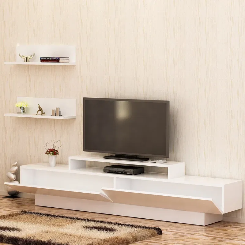 Mobilier TV alb cu rafturi si depozitare Lucca 180 cm [3]