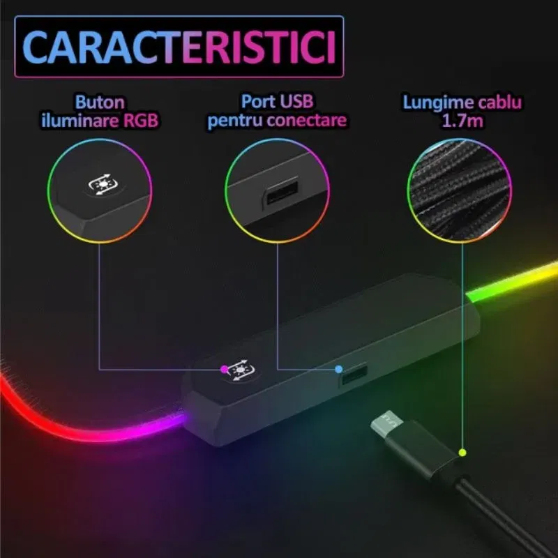 Mouse pad gaming RGB XXL cu iluminare LED [8]