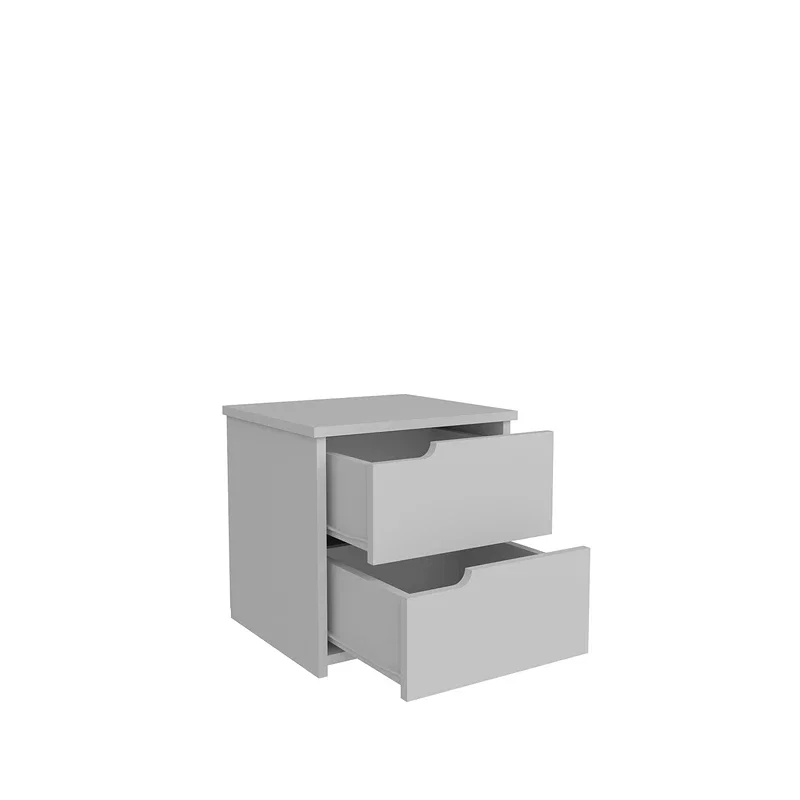 Noptiera alba cu 2 sertare, design minimalist, 45x45 cm [3]
