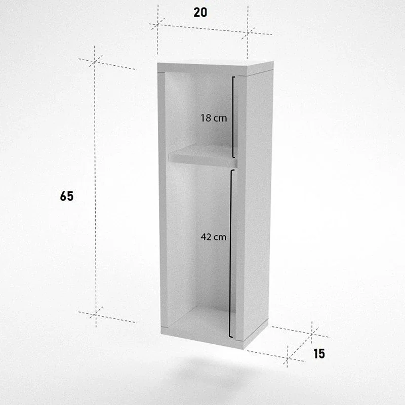 Noptiera alba suspendata, design compact, organizare dormitor, 65 cm [2]