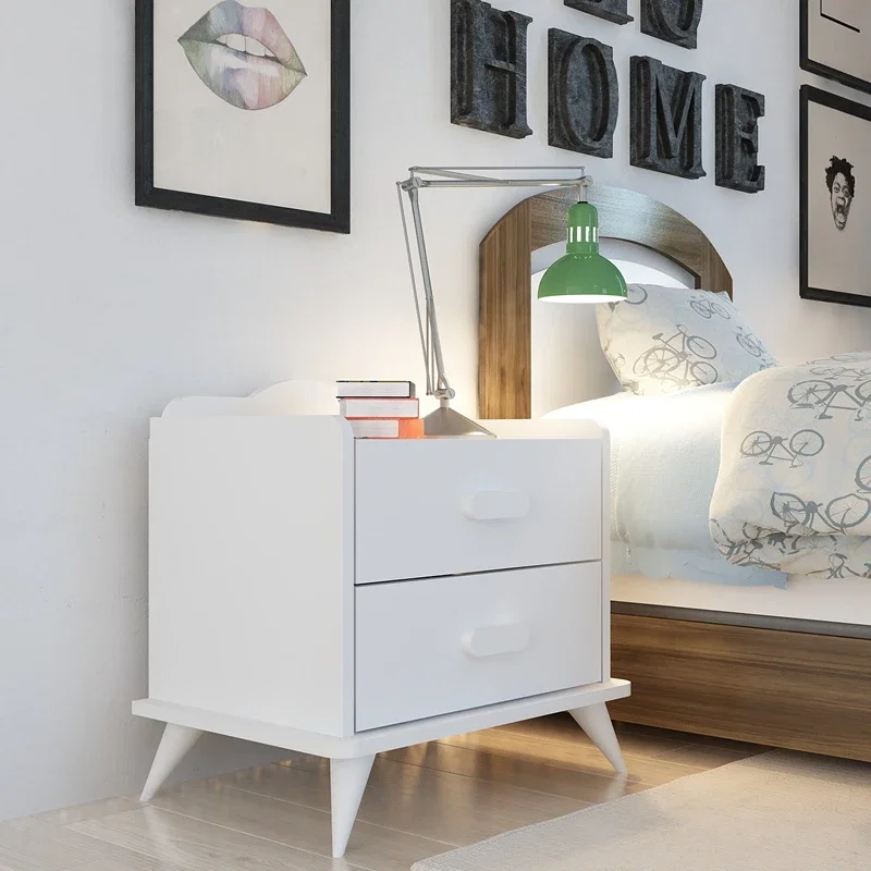 Noptiera Andaz alba cu 2 sertare si picioare elegante 60x58 6 cm [4]