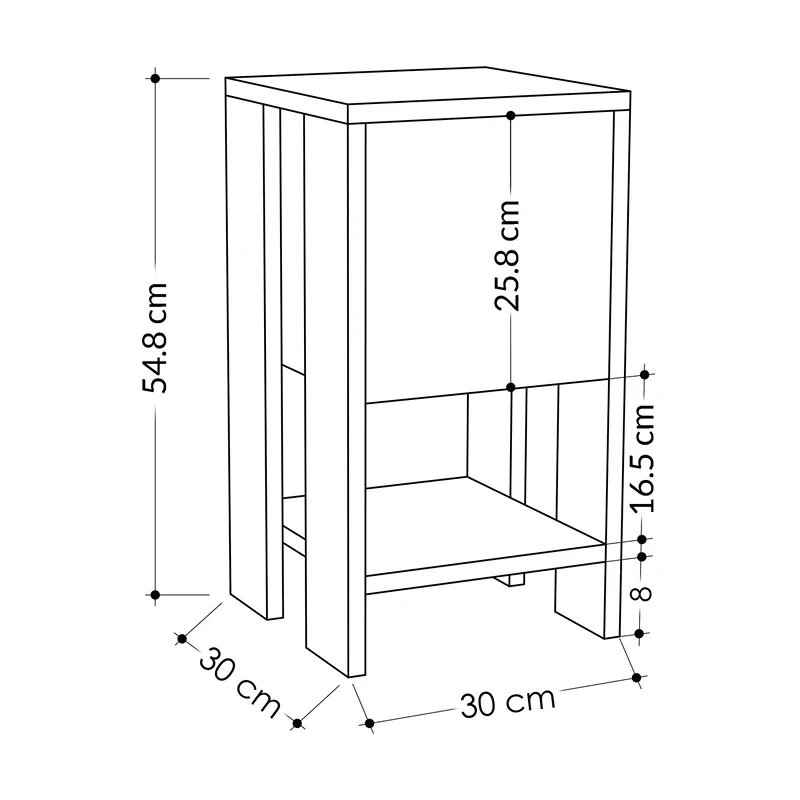 Noptiera Ema, hitt, 30 x 55 cm, cu sertar pivotant si raft [3]