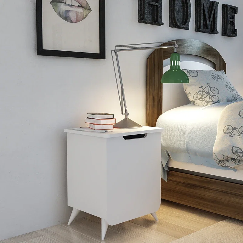 Noptiera Esla alba cu raft deschis si design minimalist 49x60 cm [4]