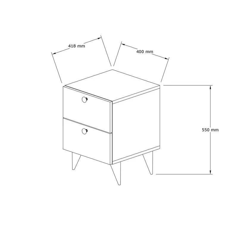 Noptiera Kada, nuc, cu 2 sertare, design modern, 40x55 cm [1]