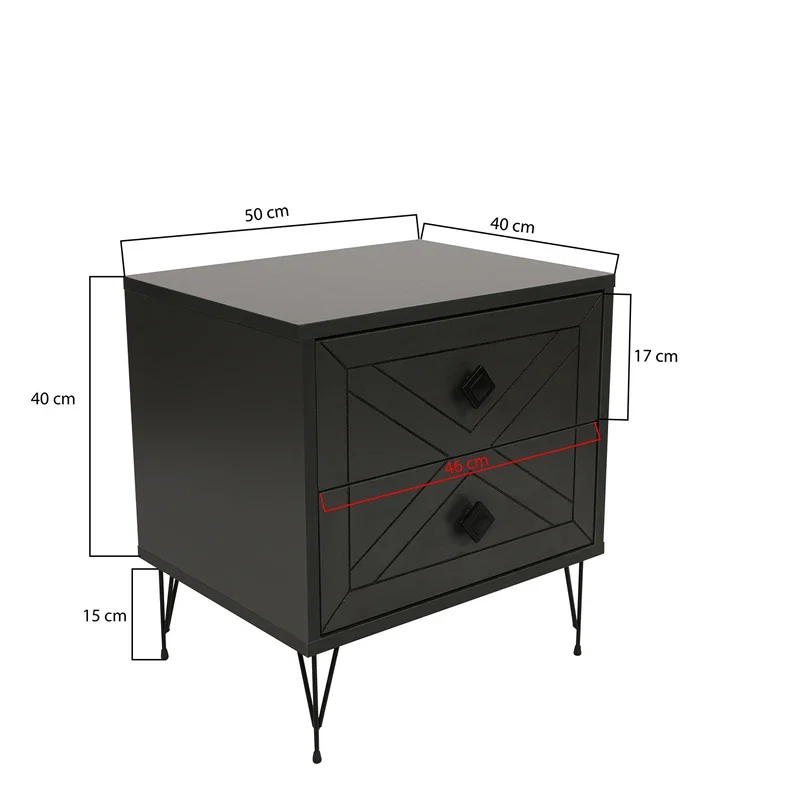 Noptiera Luna antracit cu design modern si spatiu de depozitare [3]