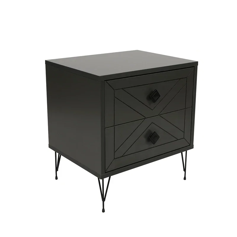 Noptiera Luna antracit cu design modern si spatiu de depozitare [2]