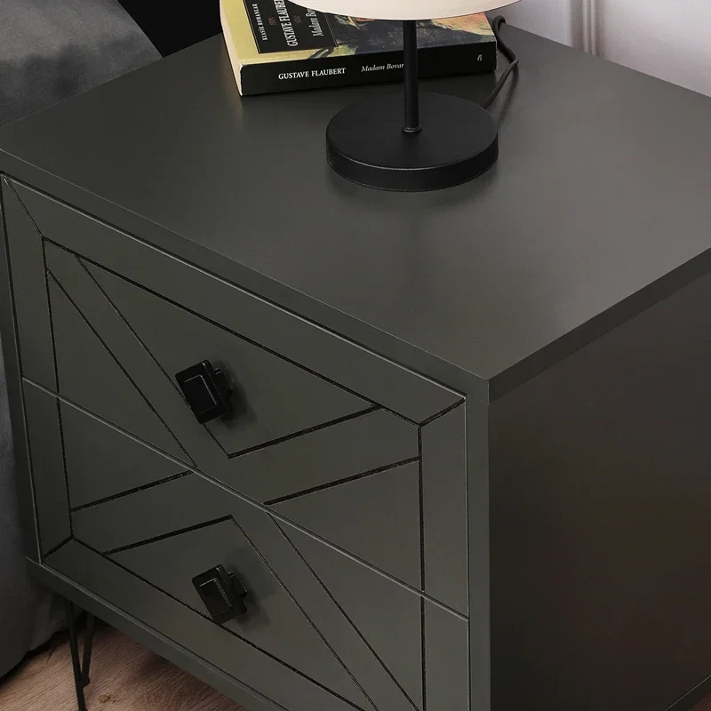 Noptiera Luna antracit cu design modern si spatiu de depozitare [12]