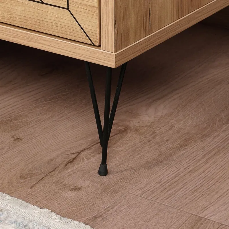 Noptiera Luna pin cu sertare incapatoare si picioare metalice [11]