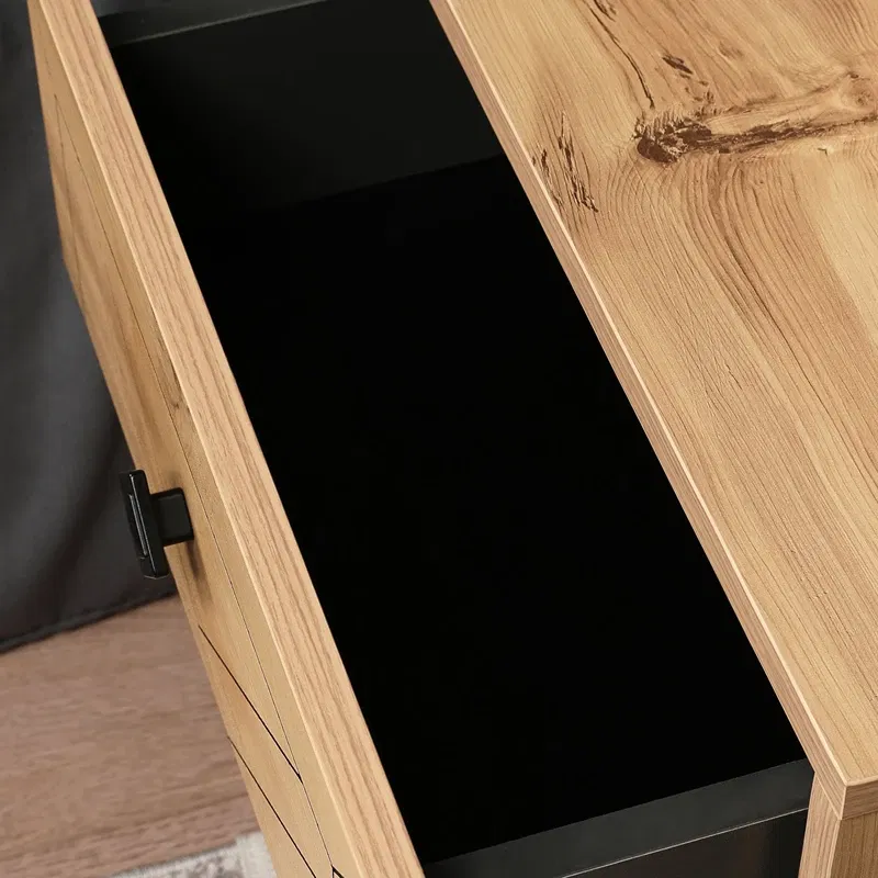 Noptiera Luna pin cu sertare incapatoare si picioare metalice [10]