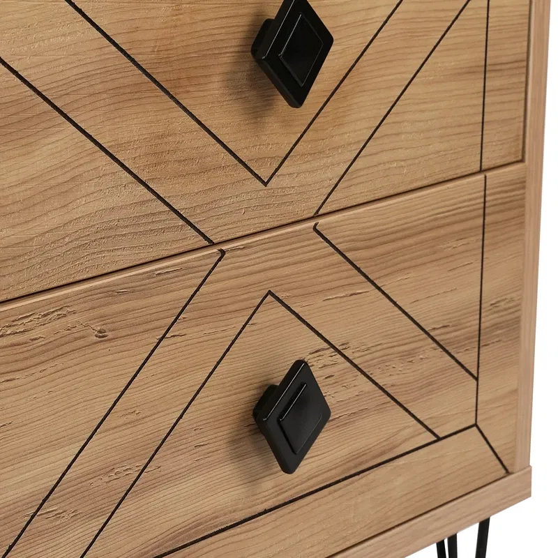 Noptiera Luna pin cu sertare incapatoare si picioare metalice [4]