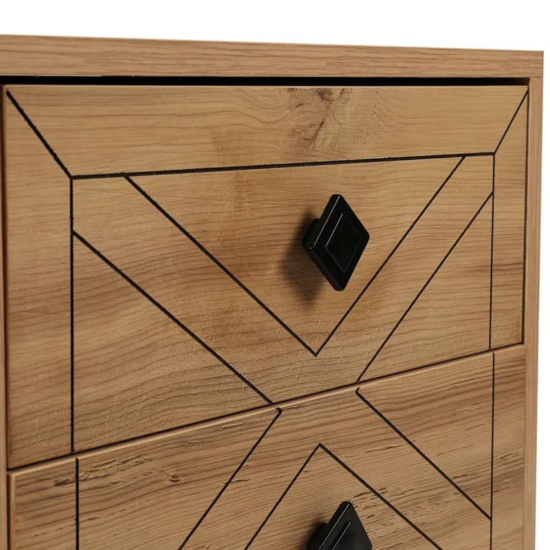 Noptiera Luna pin cu sertare incapatoare si picioare metalice [5]