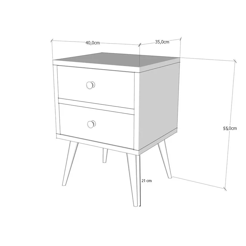 Noptiera Malmo alab nuc cu doua sertare si design scandinav [4]