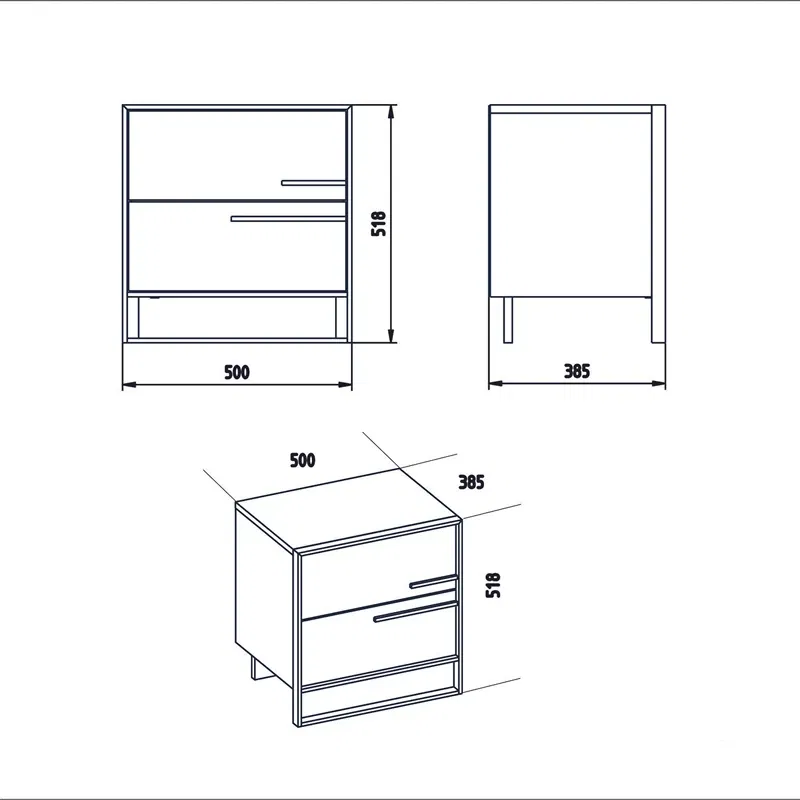 Noptiera neagra si aurie cu sertar si picioare metalice, 50x51,8 cm [2]