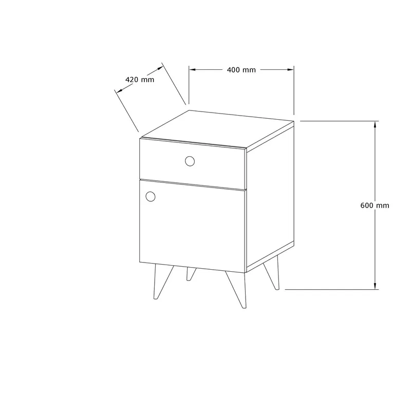 Noptiera Pila, alb, cu sertar si raft, 40x60 cm [3]