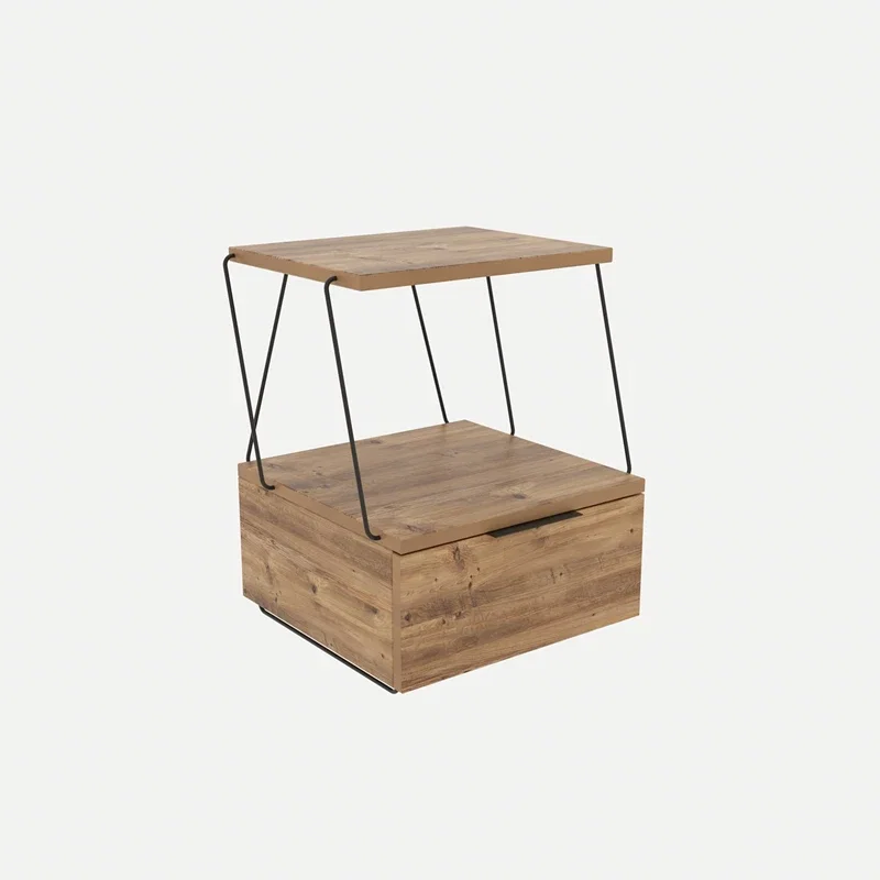 Noptiera Tekoba Pin cu compartiment de depozitare si design natural [2]