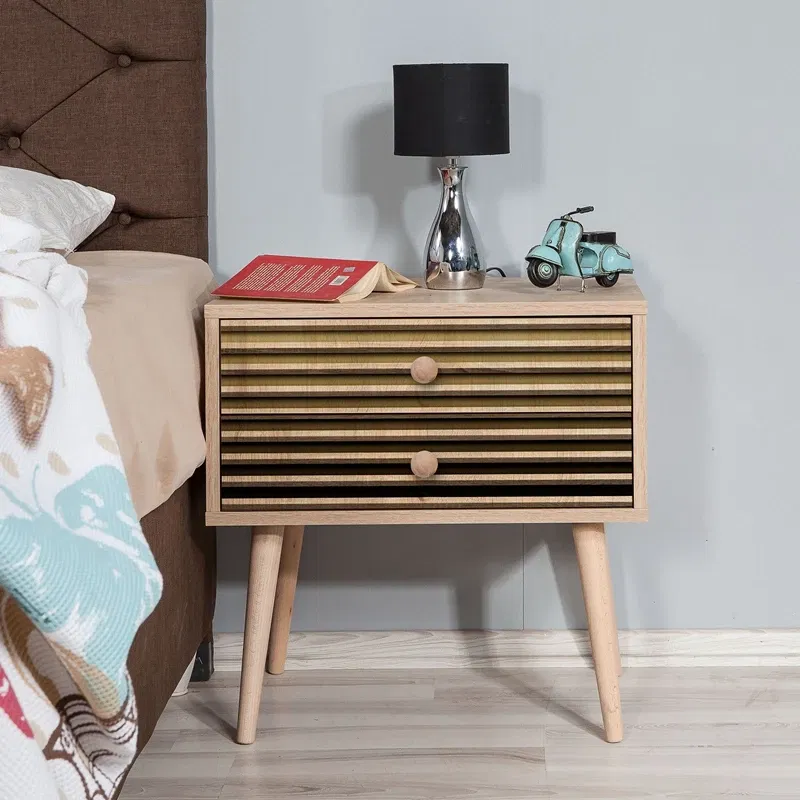 Noptiera Two, stejar, moderna, cu 2 sertare, 60 cm [0]