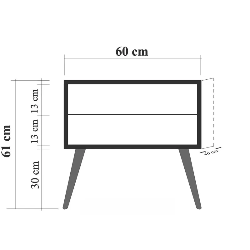 Noptiera Two, stejar sonoma, cu 2 sertare si picioare din lemn, 60 cm [2]