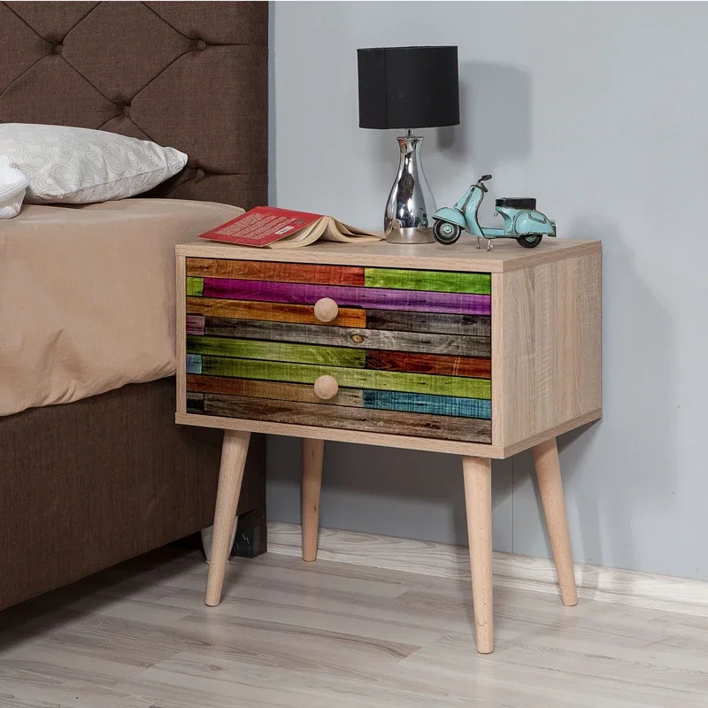 Noptiera Two, stejar sonoma, eleganta, cu 2 sertare si picioare inalte, 60 cm [4]