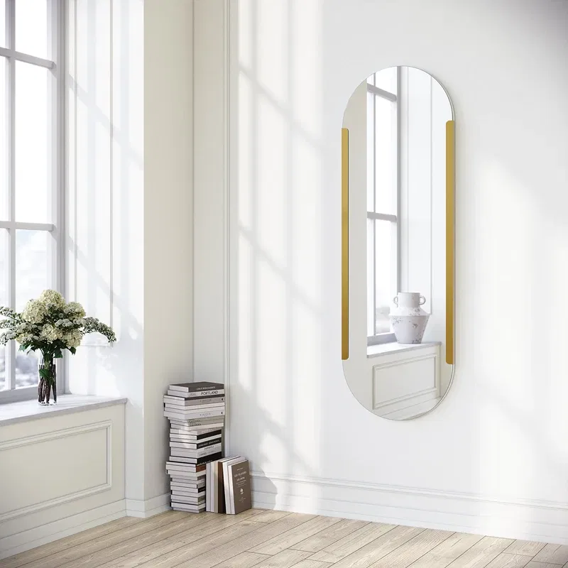 Oglinda Caprice aurie, forma ovala, rama metalica eleganta [0]