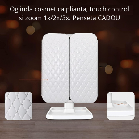 Oglinda machiaj cu LED, plianta cu touchscreen si zoom 1x/2x/3x [1]