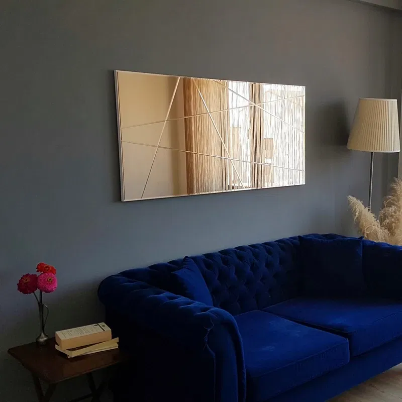 Oglinda dreptunghiulara mare cu rama bronz, moderna si ajustabila [3]