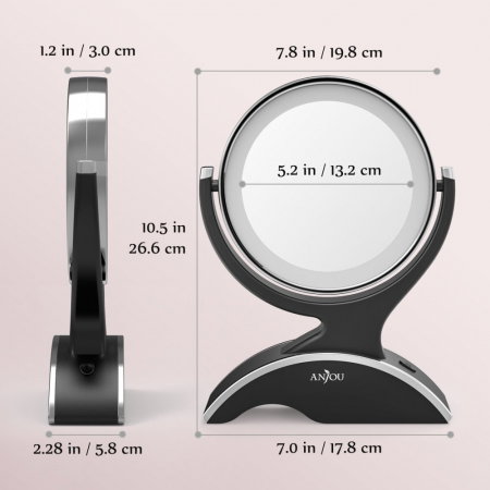 Oglinda machiaj Anjou iluminata LED, 2 fete, Marire 7X [6]