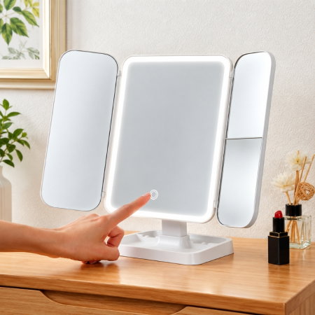 Oglinda machiaj cu LED, plianta cu touchscreen si zoom 1x/2x/3x [17]