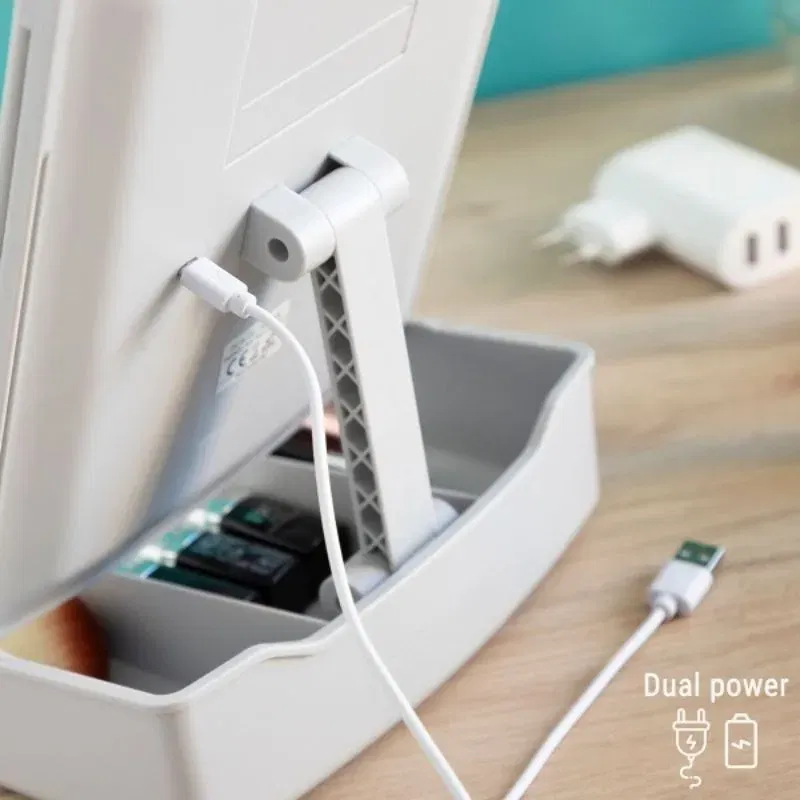 Oglinda machiaj cu led si organizator cosmetice [5]