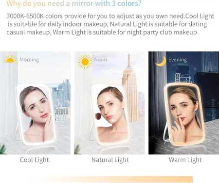 Oglinda make up de birou cu 33 led-uri si reincarcare USB [9]