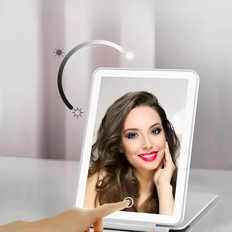 Oglinda make up de calatorie cu 72 led-uri pliabila si reincarcabila [7]