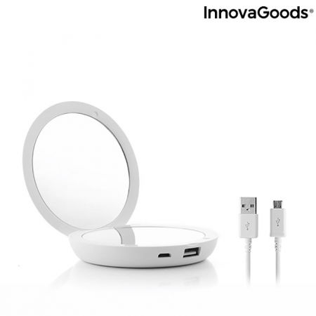 Oglinda machiaj cu becuri led si baterie externa smartphone [4]