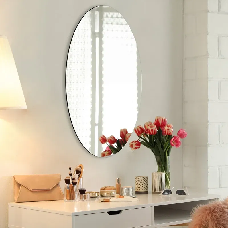 Oglinda ovala, argintie, 30 x 40 cm, acrilica, design modern [0]