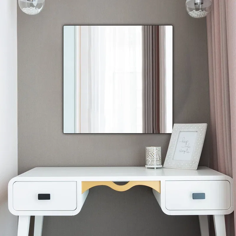 Oglinda patrata, argintie, 30 x 30 cm, acrilica, montaj fara gauri [1]