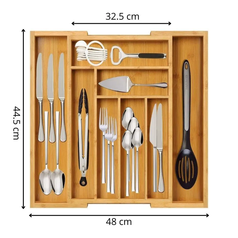 Organizator ajustabil din bambus pentru tacamuri 8 compartimente [7]