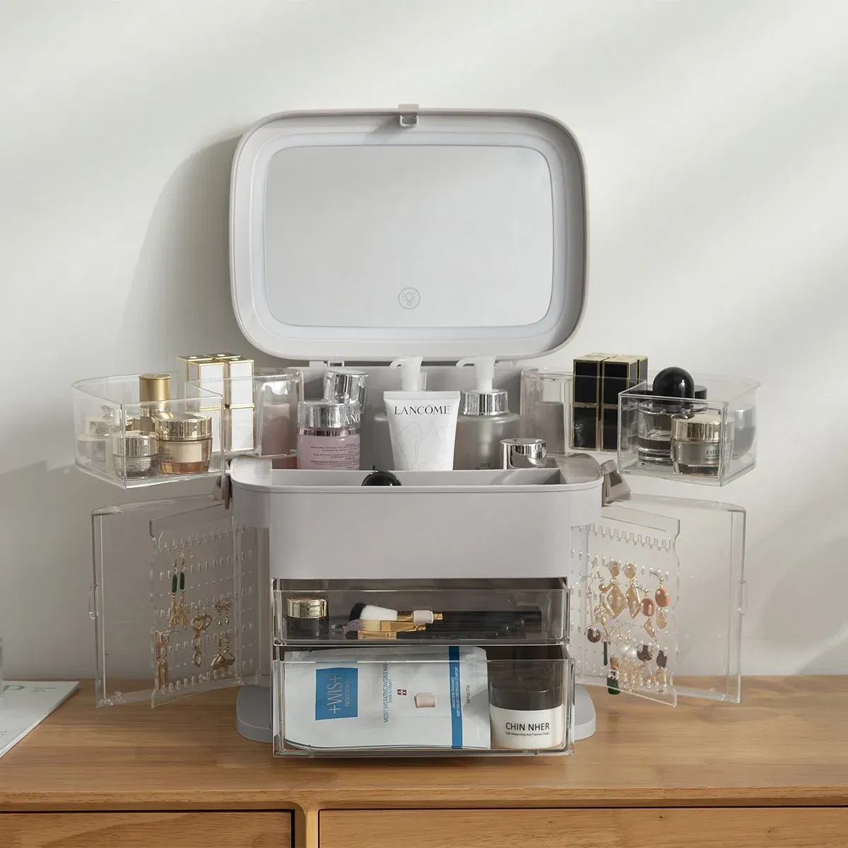 Organizator cosmetice Cutie cu oglinda iluminata LED [3]