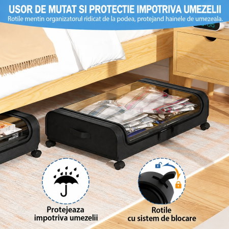 Organizator de haine cu roti pentru depozitare sub pat [12]