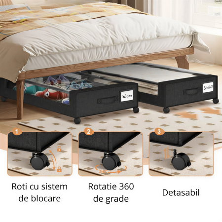 Organizator de haine cu roti pentru depozitare sub pat [8]