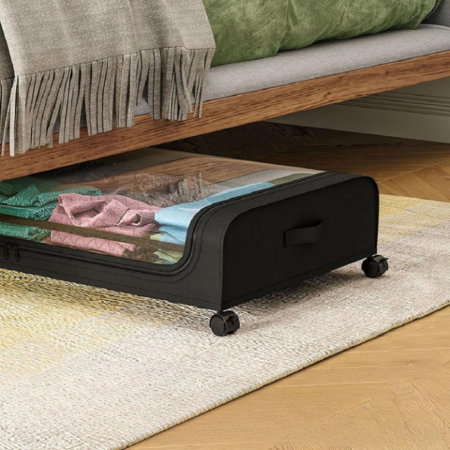 Accesorii depozitare si organizare - Organizator de haine cu roti pentru depozitare sub pat