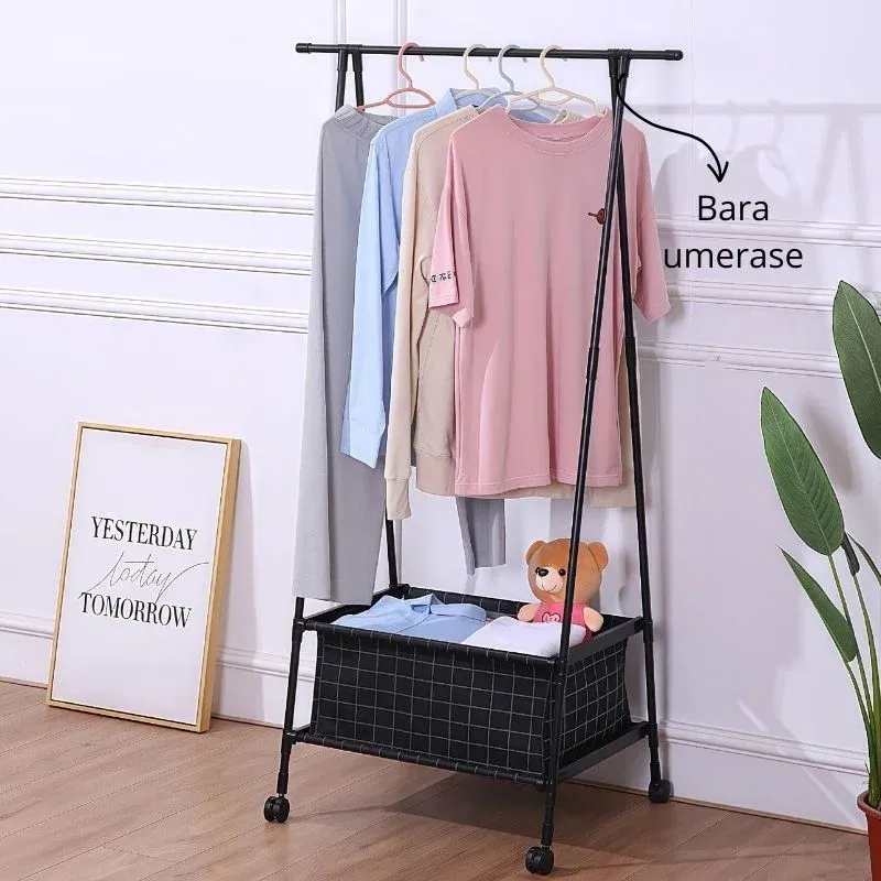 Organizator haine tip cuier pliabil cu raft [2]