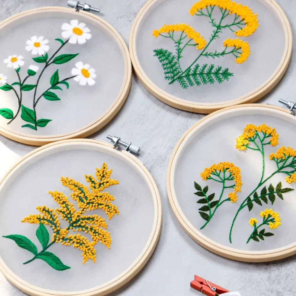 Pachet 4 Kit-uri Broderie DIY, Flori delicate [6]