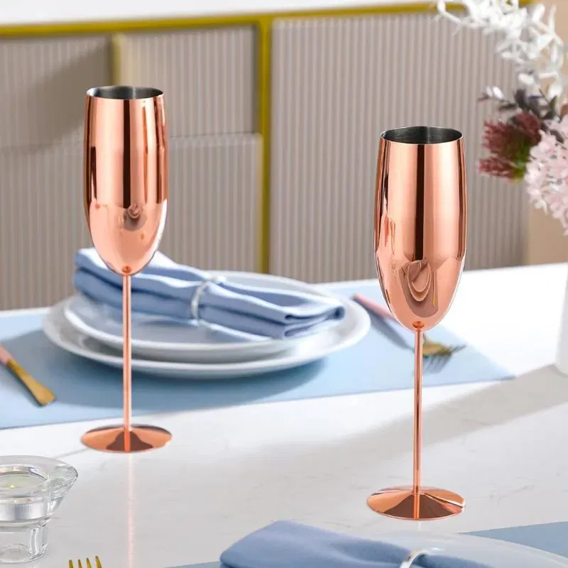Pahar sampanie din Otel inoxidabil Rose Gold [4]