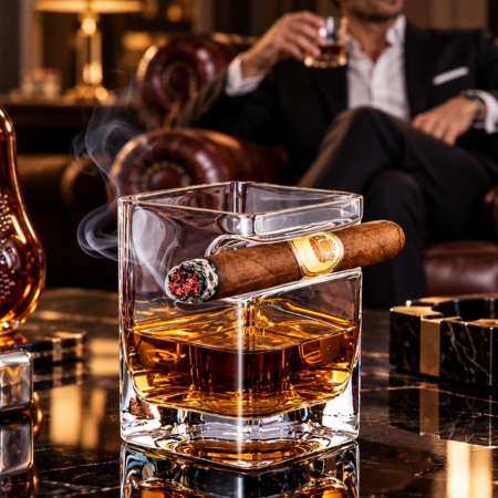 Cadouri Deosebite - Pahar whiskey cu Suport Trabuc