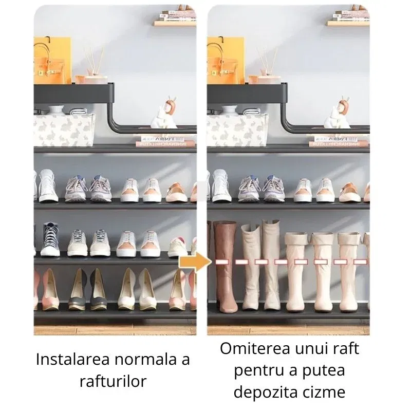 Pantofar negru sase niveluri cu raft superior [4]