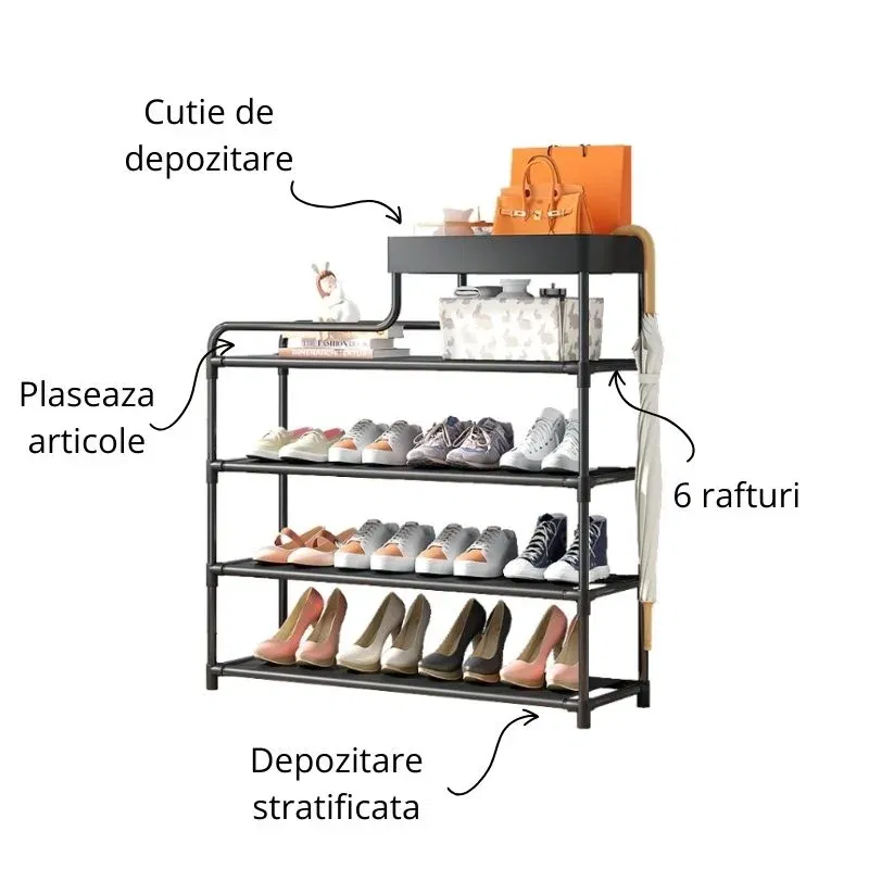 Pantofar negru sase niveluri cu raft superior [6]