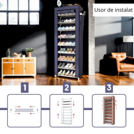 Pantofar textil 9 rafturi cu husa si fermoar [6]