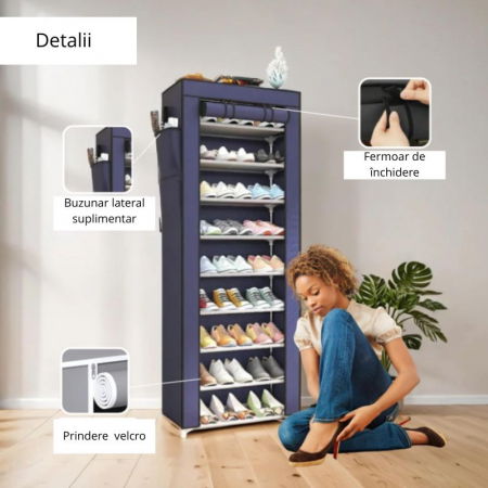 Pantofar textil 9 rafturi cu husa si fermoar [2]