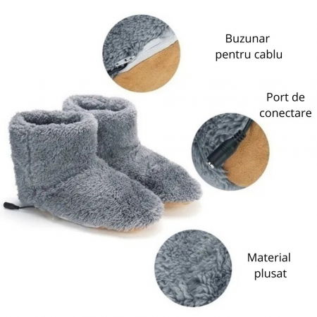 Papuci de casa inalti, Gadget cu incalzire prin USB, gri, Barbatesti [5]