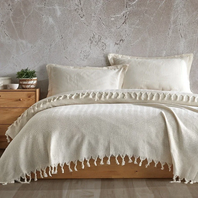 Patura bumbac reciclat Berlino - Alb, 200x220 cm [0]