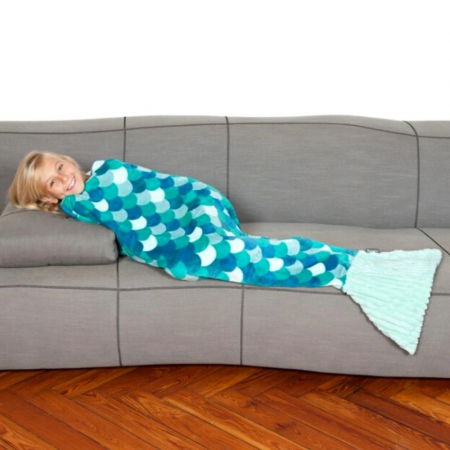 Patura coada de sirena pentru copii, Micuta Ariel, Marine, 240g/mp [3]